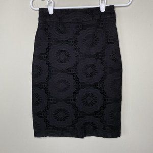 Kara Girl Pencil Skirt Women's S Small Black Lace Floral Geometric Work Office